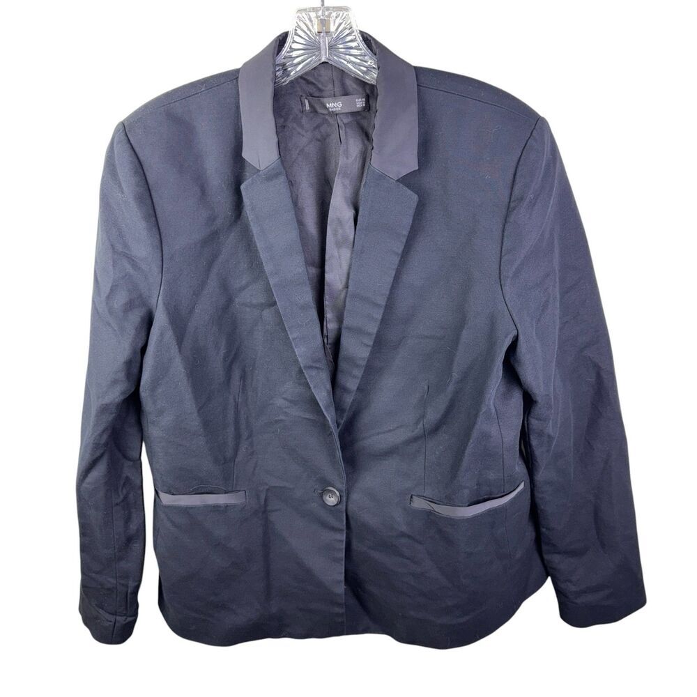 Mango One Button Black Blazer Size 14 Classic Office Work Business